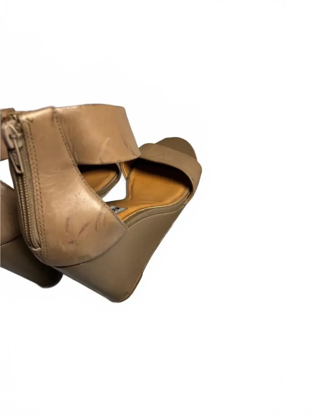 Steve Madden Taupe Wedge Sandals with Ankle Strap